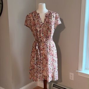 Floral Tie Front Short Sleeved Midi Dress-Like New